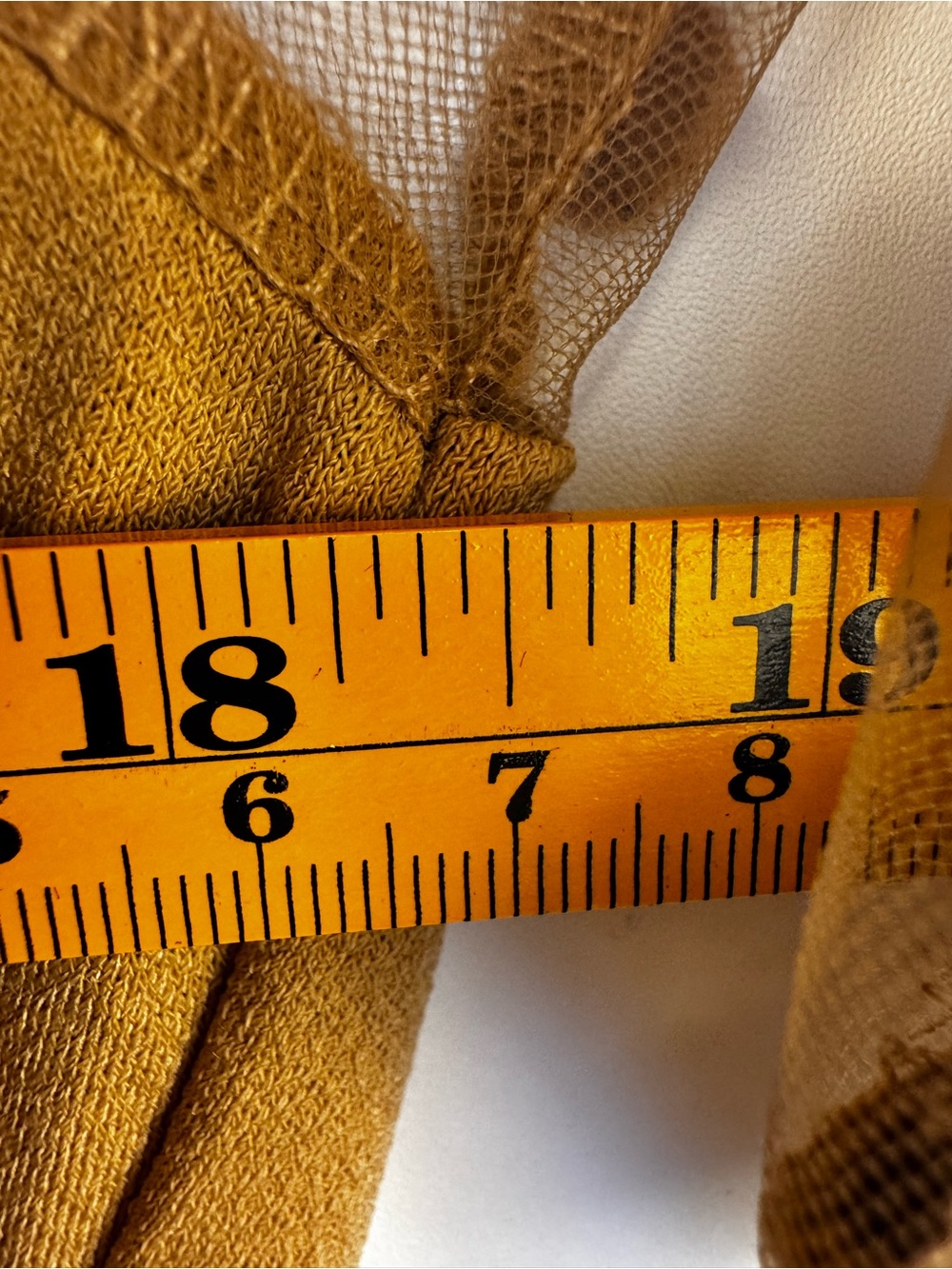 Alison Andrews SZ Large Camel Puff Sleeve Swiss Dot Mesh Top Sheer Sleeve Blouse - Picture 10 of 11